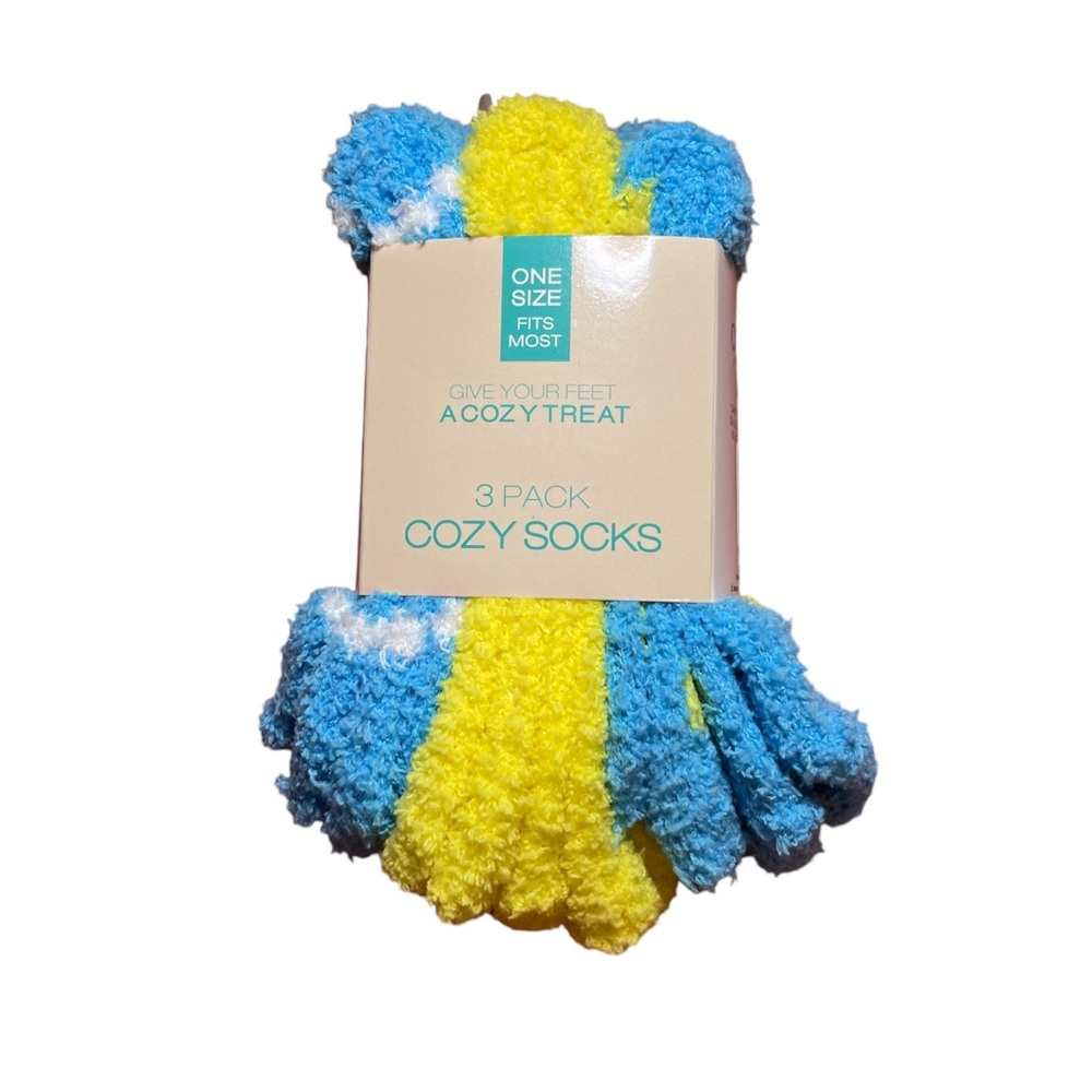 Socks Fur Cozy 3 Pack Blue & Yellow One size